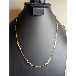 Vintage Napier Gold Tone Braided Chain Oblong Seed Pearl 22" Necklace